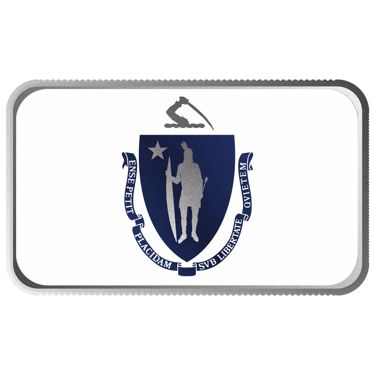 Massachusetts State Flag 1 Troy Ounce 999 Fine Silver Color Bar