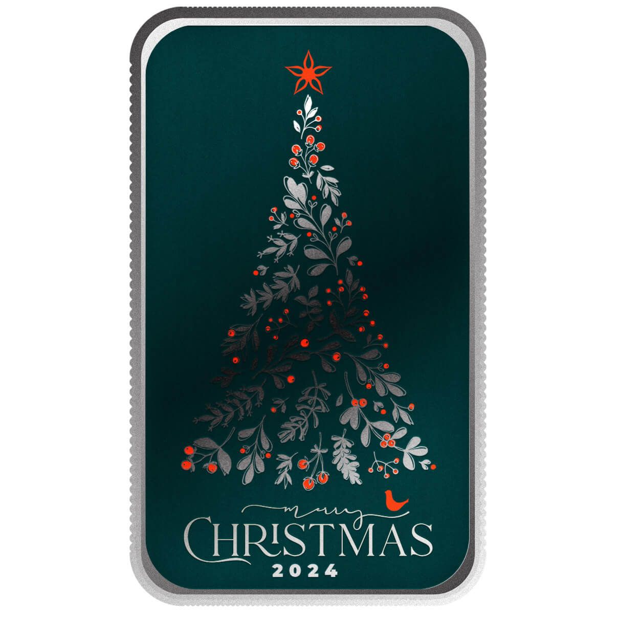 2024 Scottsdale Mint Christmas Bar Merry Christmas 2024 1 Troy Ounce 999 Fine Silver Bar Render