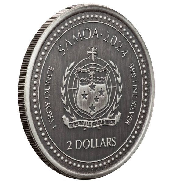 2024 Scottsdale Mint Samoa The Jesus Collection Genesis Jesus As Creator 1 Troy Ounce 999 Fine Silver Antique Legal Tender Coin 03