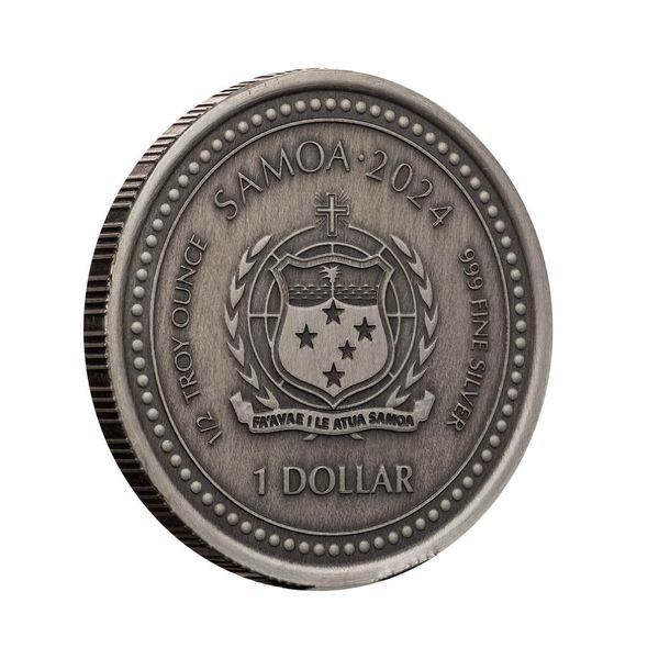 2024 Scottsdale Mint Samoa The Jesus Collection Genesis Jesus As Creator Half Troy Ounce 999 Fine Silver Antique Legal Tender Coin 03
