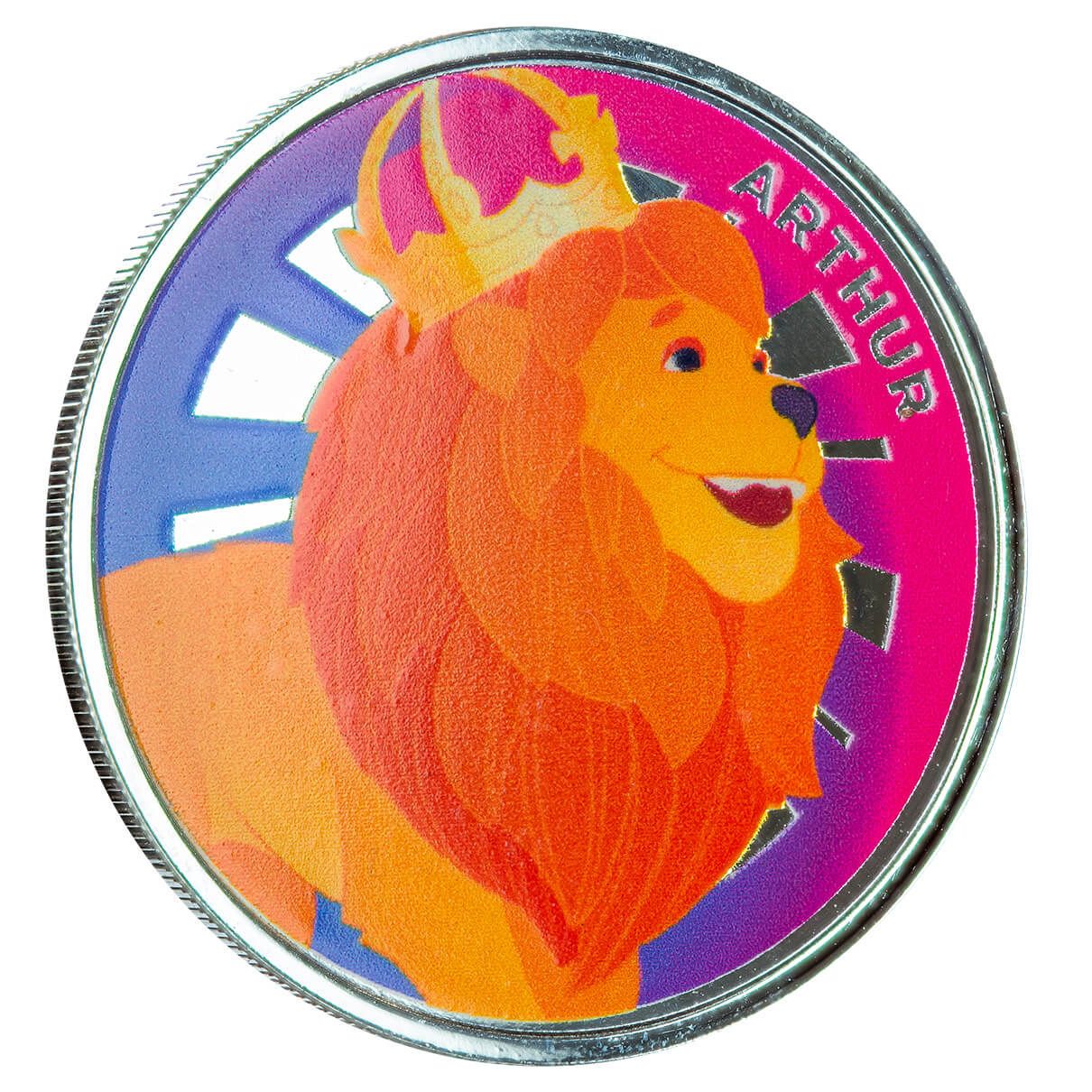 2024 Scottsdale Mint Arthur The Lion Childrens 1 Troy Ounce 999 Fine Silver Color Proof Like Round 03