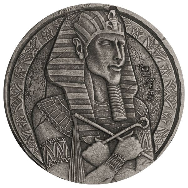 2024 Scottsdale Mint Republic Of Chad Pharoah Amenhotep 5 Troy Ounce 999 Fine Silver Antique Coin 01