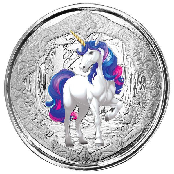 2024 Scottsdale Mint Fiji Unicorn In The Forest 1 Troy Ounce 999 Fine Silver Color Proof Blue 03