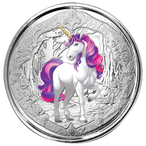 2024 Scottsdale Mint Fiji Unicorn In The Forest 1 Troy Ounce 999 Fine Silver Color Proof Purple 03