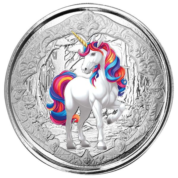 2024 Scottsdale Mint Fiji Unicorn In The Forest 1 Troy Ounce 999 Fine Silver Color Proof Rainbow 03
