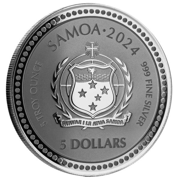 2024 Scottsdale Mint Samoa Jesus Collection 5 Troy Ounce 999 Fine Silver Proof Like Coin 02