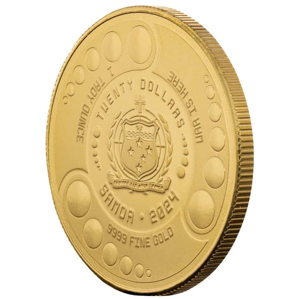 2024 Scottsdale Mint Samoa Alien Battle Is Here 1 Troy Ounce 9999 Fine Gold Proof Color Coin 01