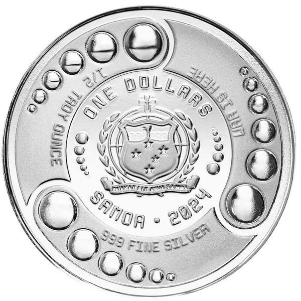 2024 Scottsdale Mint Samoa Alien Battle Is Here One Half Troy Ounce 999 Fine Silver Proof Color Coin 01