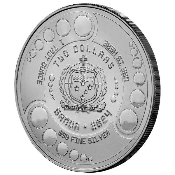 2024 Scottsdale Mint Samoa Alien Battle Is Here One Troy Ounce 999 Fine Silver Proof Color And Rhodium Plating Coin 03