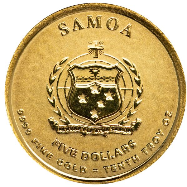 2025 Scottsdale Mint Samoa Commader Ulysses Grant Tenth Troy Ounce 9999 Fine Proof Like Gold 5 Dollars Coin 01