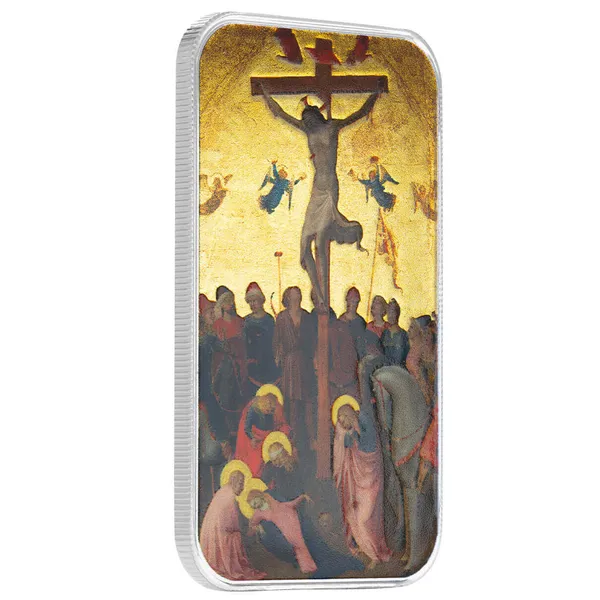 2025 Scottsdale Mint Easter Fran Angelico Crucifixion 1 Troy Ounce 999 Fine Color Silver Bar 01