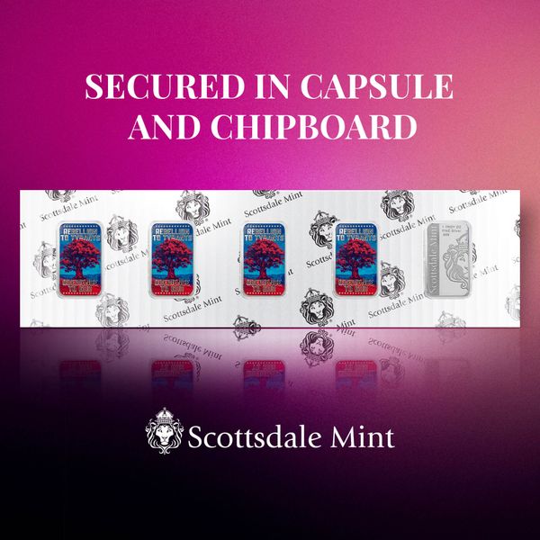 2024 Scottsdale Mint Tree Of Liberty Rebellion To Tyrants Is Obedience To God 1 Troy Ounce 999 Fine Silver Color Bar 12