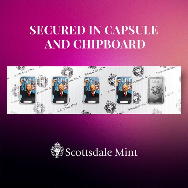 2025 Scottsdale Mint Fight Fight Fight 1 Troy Ounce 999 Fine Silver Color Bar Chipboard 0000 Color