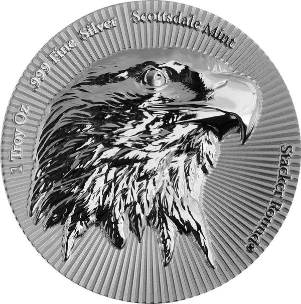 2025 Scottsdale Mint Eagle Stacker 1 Troy Ounce 999 Fine Silver Gold Gilded Round 14 1