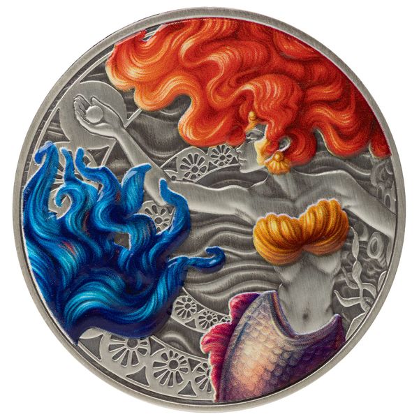 2025 Scottsdale Mint Samoa Mermaid 1 Troy Ounce 999 Fine Antique Color Proof Like Coin 04 1