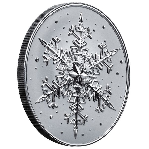 2025 Scottsdale Mint Christmas Snowflake Winter 1 Troy Ounce 999 Fine Silver Proof Like Round 01