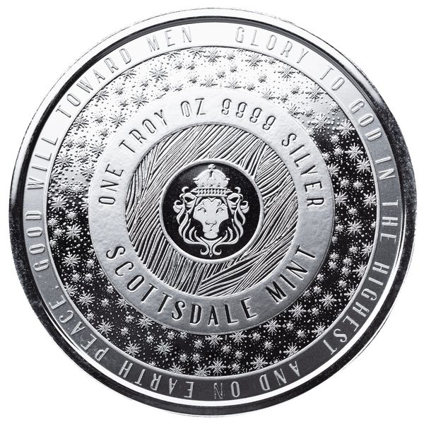 2025 Scottsdale Mint Christmas Snowflake Winter 1 Troy Ounce 999 Fine Silver Proof Like Round 02