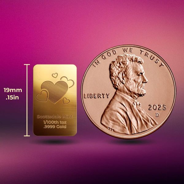 Valentine’s Day Hearts 1 100th Gold Bar Mockup Web