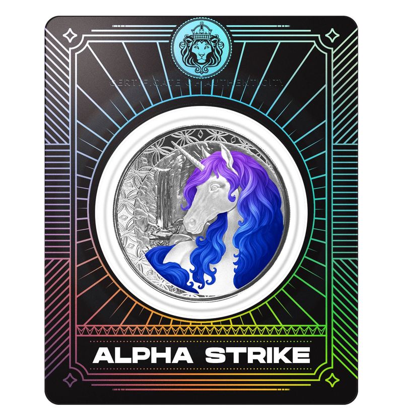 2025 Fiji Unicorn “celestra” 1 Oz Silver Colorized Coin Alpha Strike 1