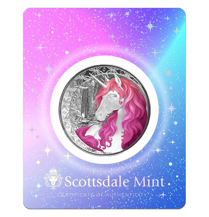 2025 Fiji Unicorn “roselle” 1 Oz Silver Colorized Coin Certilock