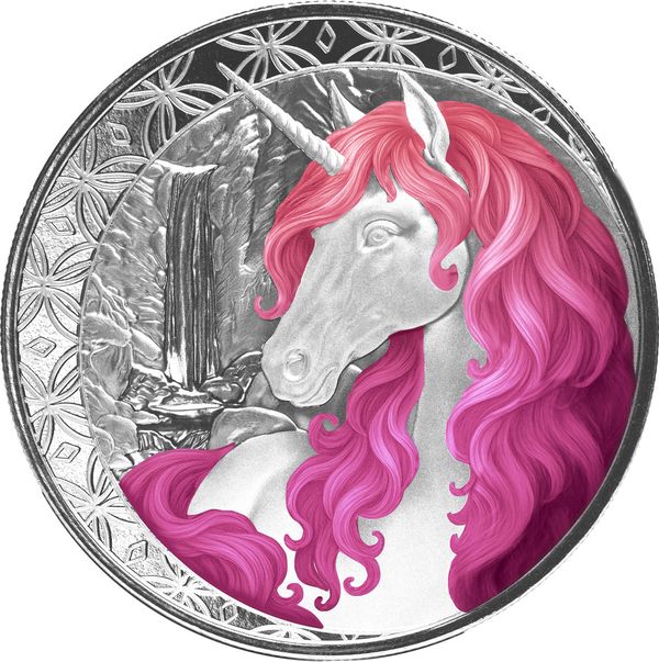 2025 Scottsdale Mint Fiji Unicorn “roselle” Obverse 1 Oz Silver Colorized Coin 1